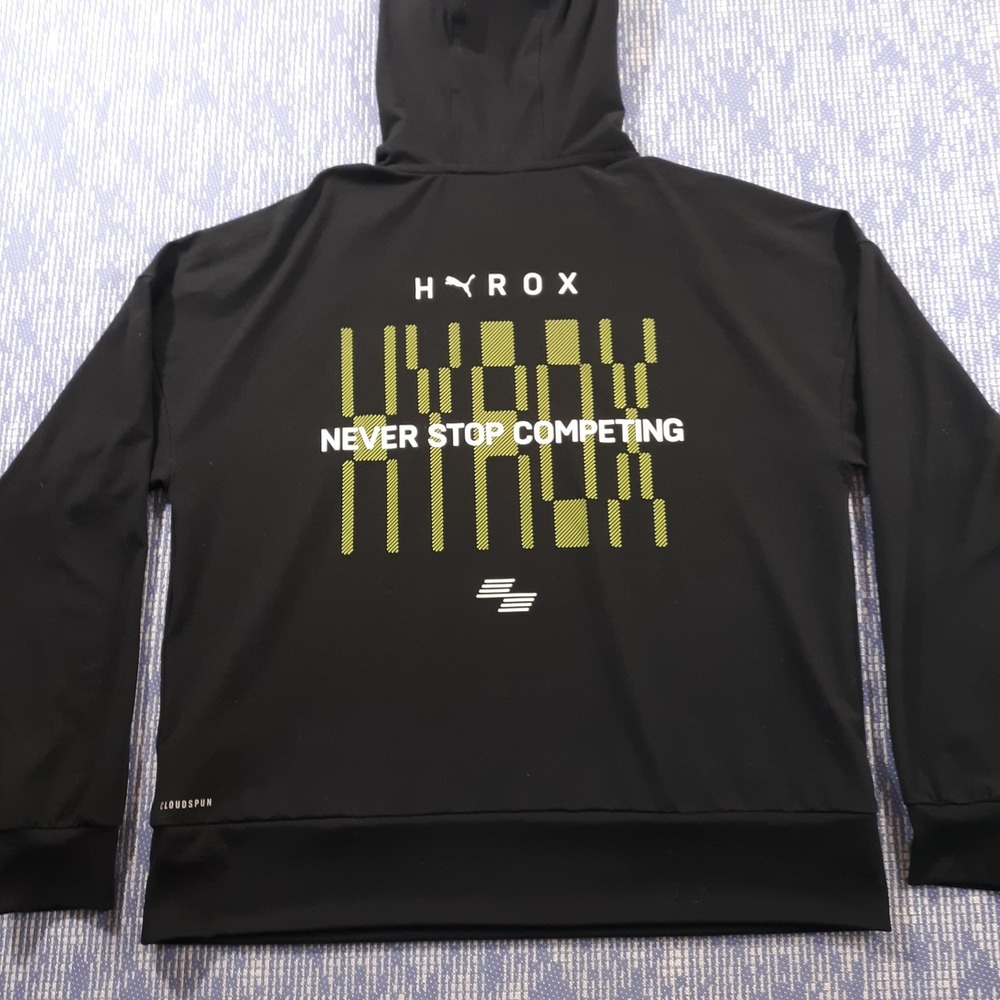 Puma x Hyrox Hoodie Size Medium Black Fitness Never Stop Competing